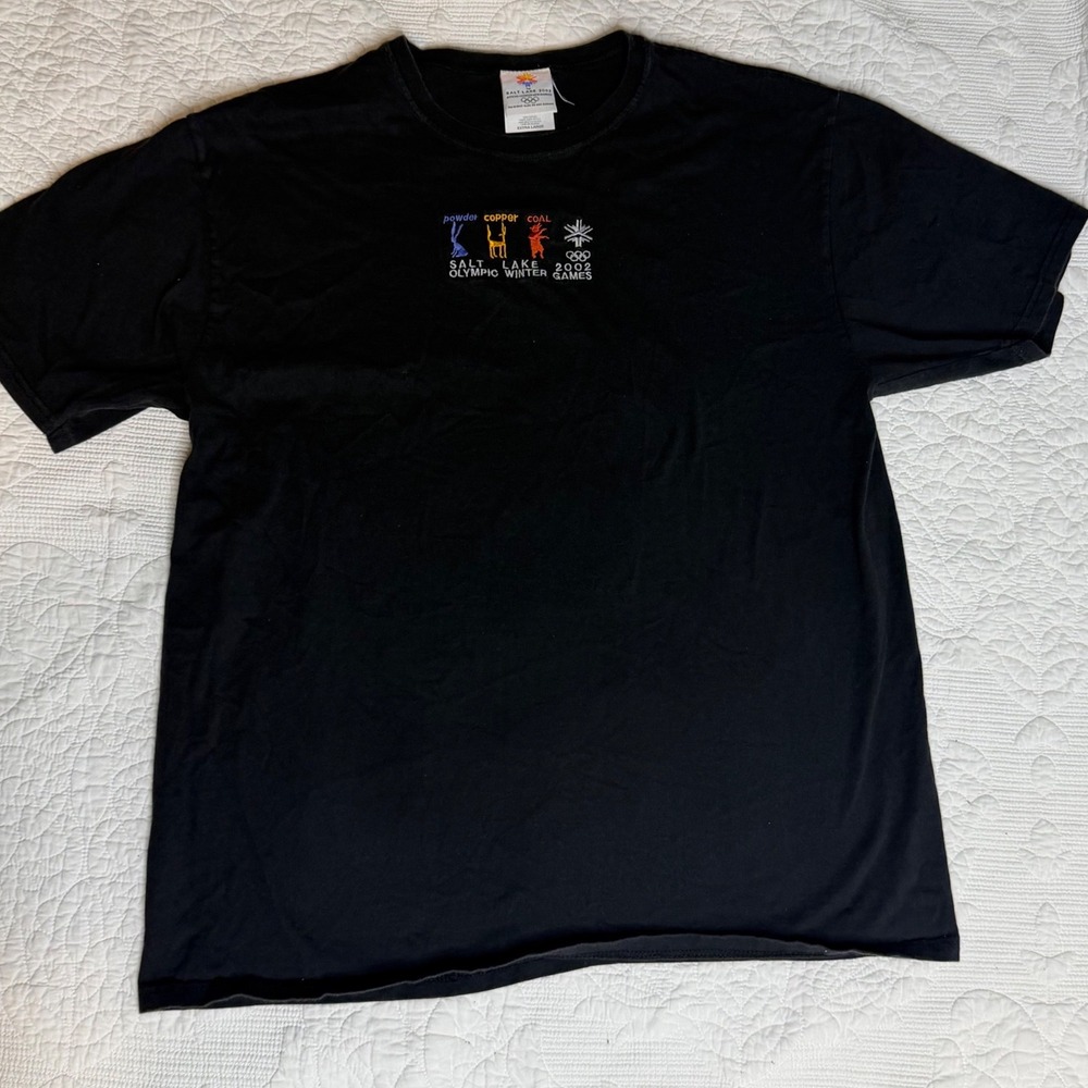 Vintage Salt Lake 2002 Olympic Winter Games Mascot T-Shirt Black XL Cotton
